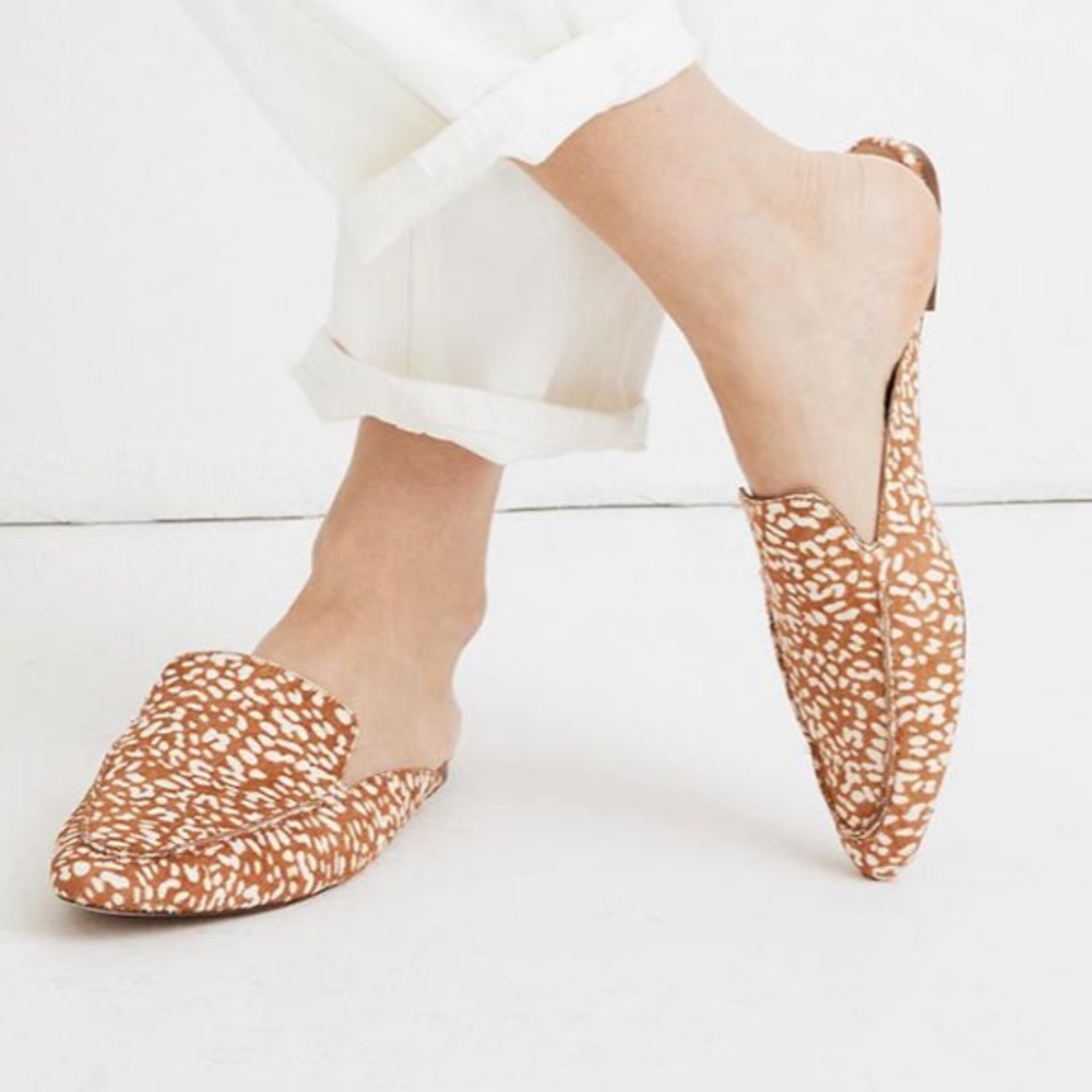 Madewell Tan and White Patterned Slip-On Mules